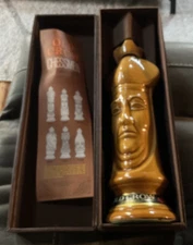OLD CROW Kentucky Bourbon CHESSMEN Light Bishop 1960's Whiskey Ceramic Decanter 