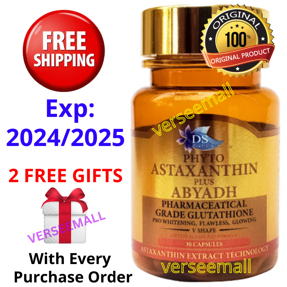 Phyto Astaxanthin Plus Pro White Glowing Skin V Shaped Face FREE SHIP + 2  GIFTS | eBay