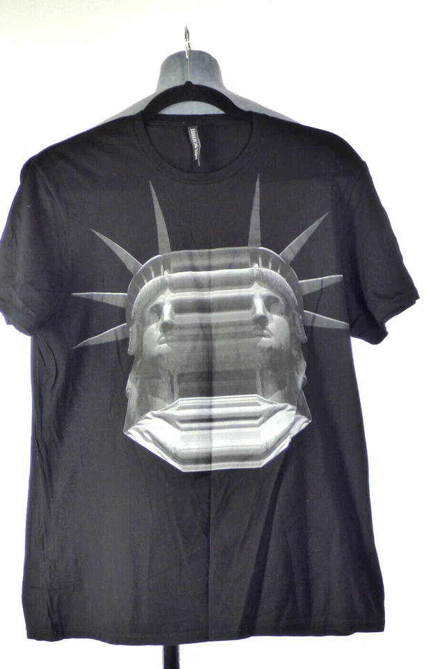 Neil Barrett T Shirt Statue Of  Liberty Head Black Cotton Slim Fit Size M