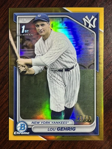 2024 Bowman Chrome Lou Gehrig Gold Retrofractor Refractor #/50 Yankees SSP - Picture 1 of 2
