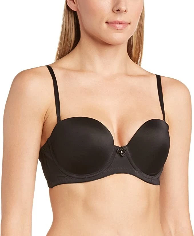 Pour Moi St Tropez Strapless Moulded Bra Size 30E Black 7715