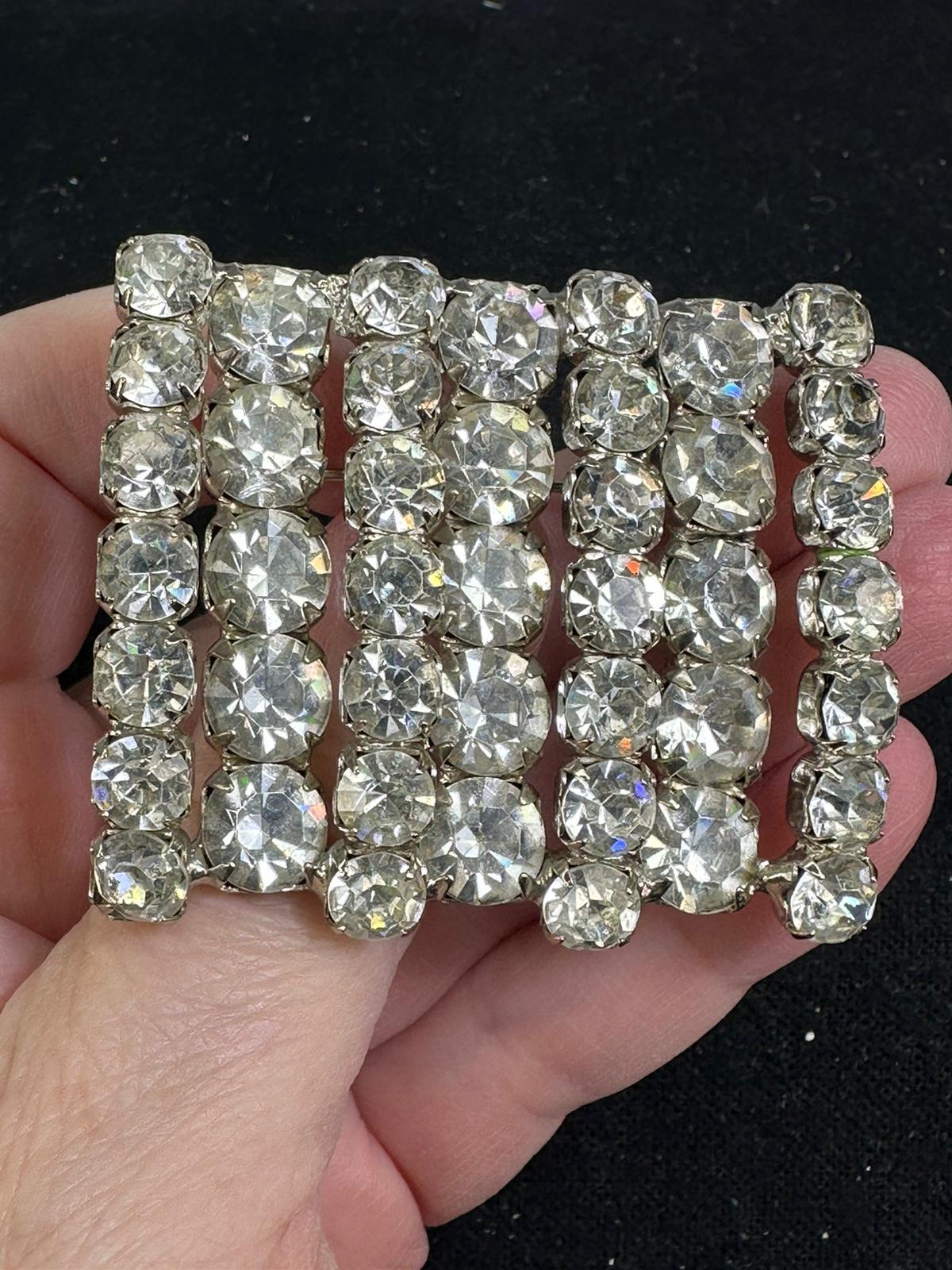 Rectangle Rhinestone JULIANA Vintage Silver Brooc… - image 1