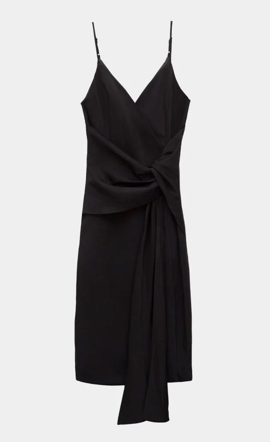 NWT Sndys X Revolve Black Twist Waist Tie Mid Dress Size US 4 F18