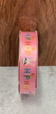 1 roll Easter ribbon 5/8 in  x 9 ft Pink w/ HIP HOP bunnies wreath craft  bows