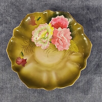 Hand Painted Carnation Flowers Porcelain Bowl 6.5'' dia. Bavaria u-15D
