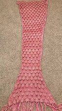 Hand Crocheted Mermaid Tail Blanket Wrap Soft Warm Fluffy Sleeping Adult (AH)