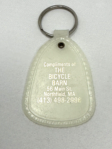 Vintage The Bicycle Barn Northfield MA Keychain Glow in the Dark Massachusetts