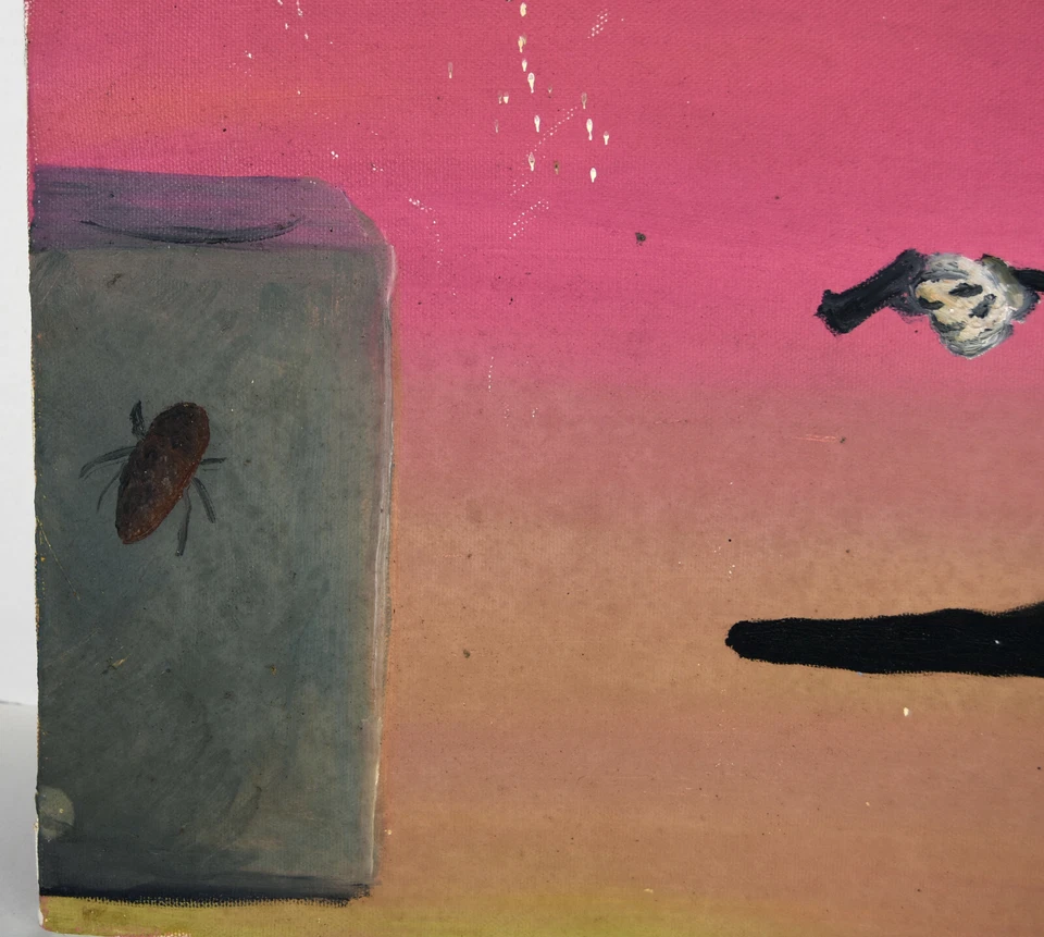 Pintura al óleo de 20" Lienzo Divertida Caricatura Ocultar Insecto Pistola Asesino Polca Dot Arte Foto 3 de 4