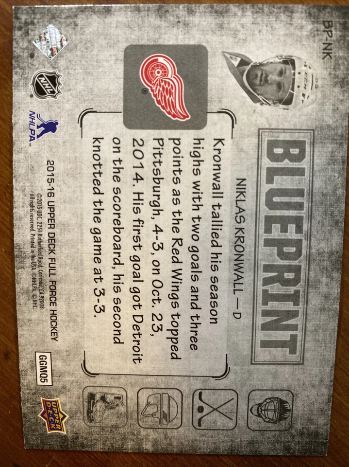 15-16 UD Full Force Hockey Blueprint BP-NK Niklas Kronwall - Image 2 of 2