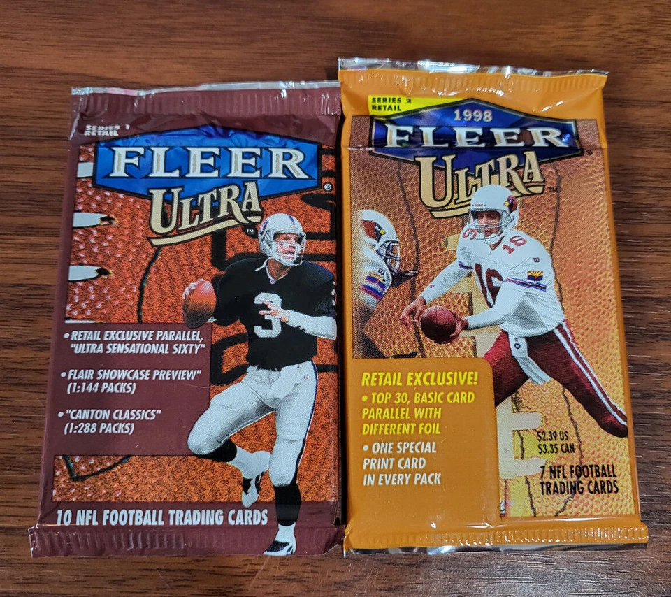 1998 Fleer Ultra Football Series 1 + 2 Packs = Moss, Manning RC - See Checklist