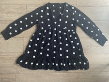 Zara Women Polka Dot Embroided Mini Black Dress UK Large Chest 38"
