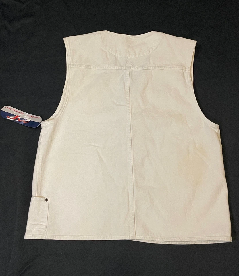 Colete ROCKER vintage anos 90 jeans West JW branco DENIM trabalho streetwear mecânico loja GG - Imagem 4 de 4