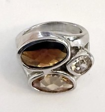 Statement Sterling Silver Multi Gemstone Ring 9.6 Grams Designer Size 7 Estate