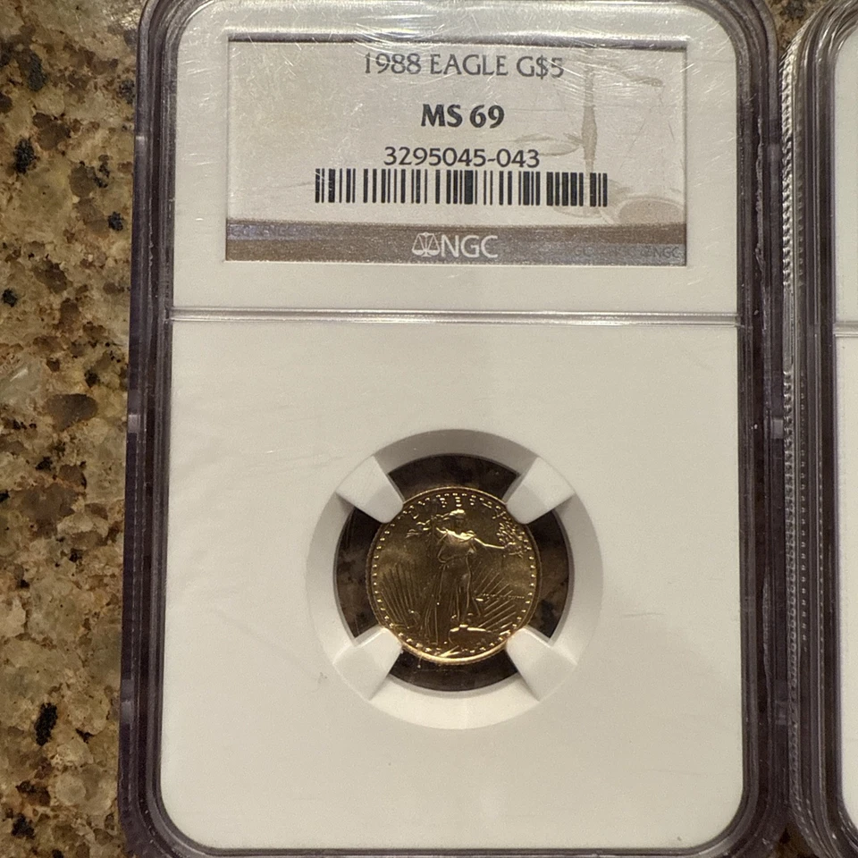 1988 Gold $5 Eagle MS69 AND 2025 American Gold Eagle G$5 MS70 - Image 3 of 4