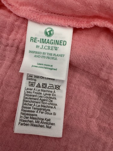 Vestido midi de gasa con cinturón rosa talla 16 100 % algodón bolsillos cómodo Langelook J.Crew - Imagen 9 de 9