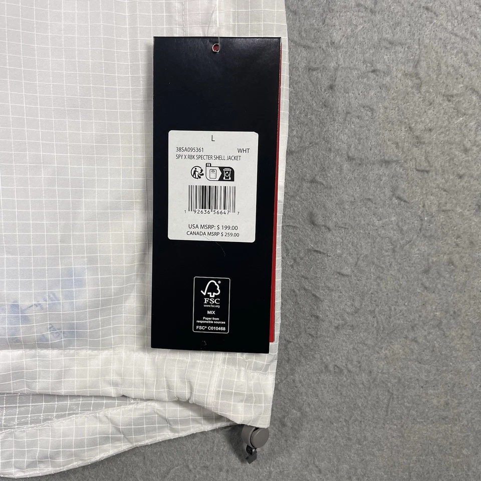 Spy x Rbk Jacket Mens Large White Specter Shell Spyder Rebook Collab Ski Limited - Image 4 of 4