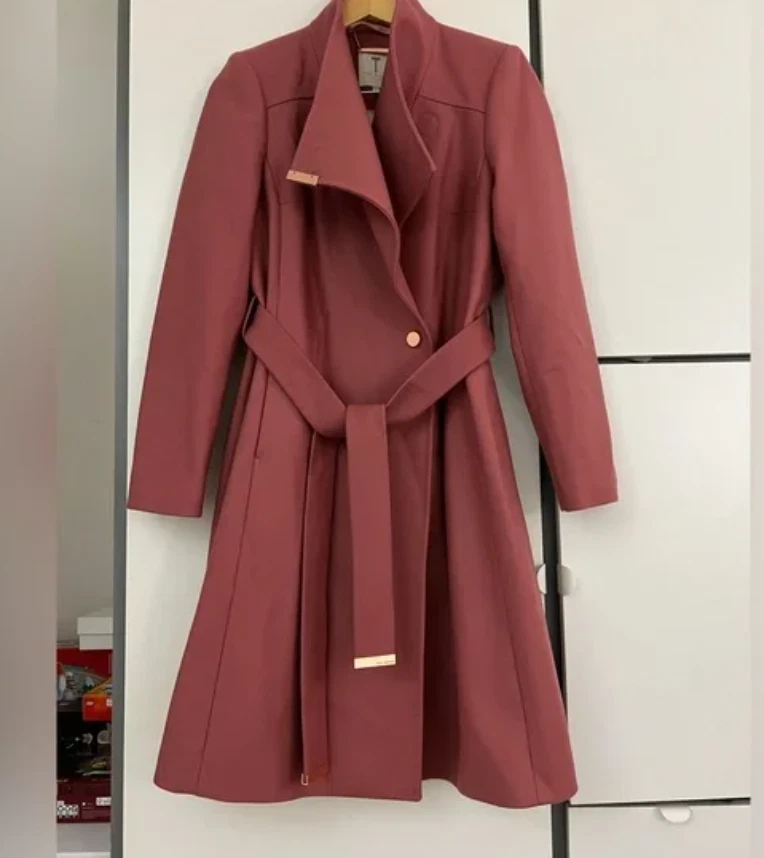 Шерстяная кашемировая куртка с поясом Ted Baker Sandra Rose Pink TB 3 UK 12 US 8 - Изображение 2 из 4