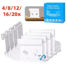 4/8/12/16/20X Bed Sheet Holder Easy to Install for Fit Various Mattresses White