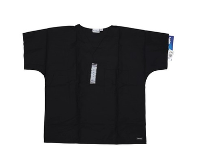 #ad Landau Essentials Scrub Shirt Unisex Medium Black 7502 V Neck 2 Pocket $10.99