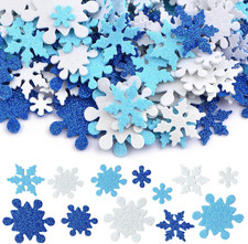 500 Pieces Glitter Snowflake Foam Stickers Mixed Sizes Self-Adhesive Winter Snow