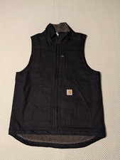 Carhartt Duck Canvas Vest Sherpa Lined Full Zip S Mens Black 104277 BLK Rugged