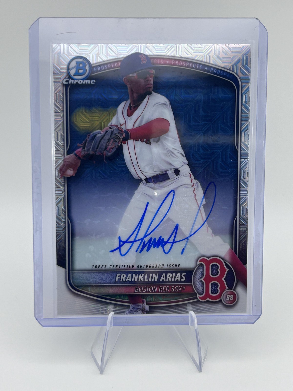 2025 Bowman #BMA-FA Franklin Arias Chrome Prospect Autographs Mojo Refractor