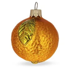 Orange with Shiny Leaf Glass Ornament 3 Inches