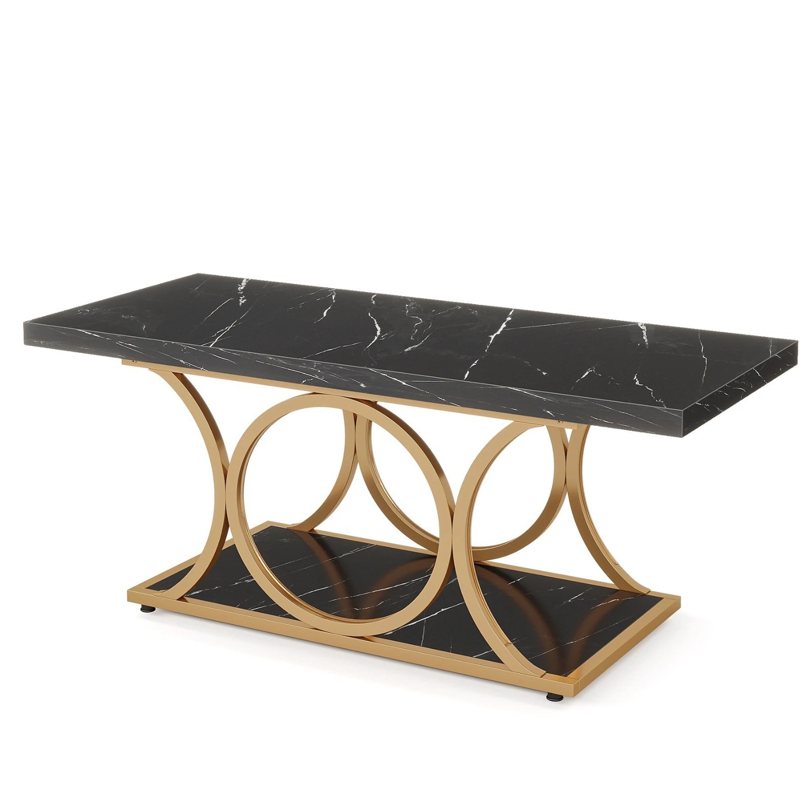 Table basse effet marbre design pour des apéritifs chaleureux au salon