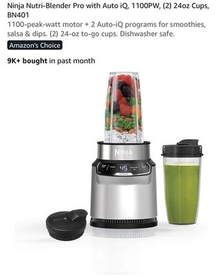 Ninja Nutri-Blender Pro Personal Blender with Auto-iQ - Cloud Silver NEW BN401 