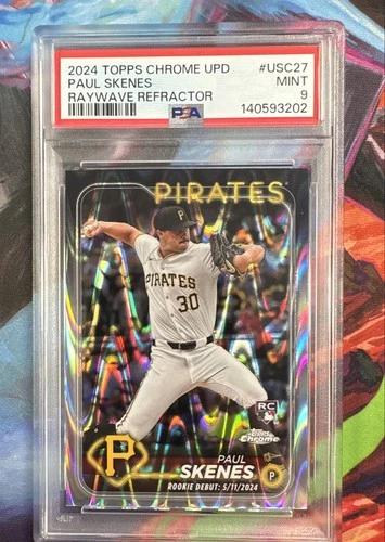 2024 Topps Chrome Update Series - Rookie Debut Paul Skenes RayWave RC PSA 9 MINT
