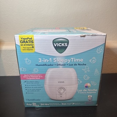 Vicks 3-in-1 Sleepy Time Humidifier Diffuser Nightlight White