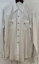 VINTAGE 50s ROCKABILLY GOLD LUREX PINSTRIPE WESTERN SHIRT BLACK DIAMOND SNAP L