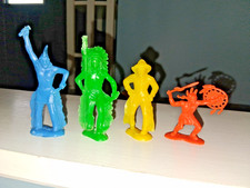 4 Vintage Plastic Toy Cowboys Indians Figures.Bergen/Marx 179/26