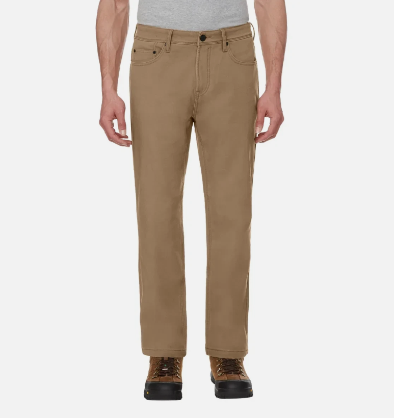 CAT Caterpillar Men's Fleece Lined Canvas Work Pants Straight Leg Tan Size 36x30