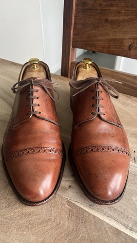Crockett & Jones Draycott Brown Calf Leather Toe Cap Derby Shoes UK9G