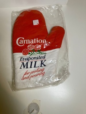 Vintage Nelke Ofenhandschuh Neu aus altem Lagerbestand verdampfte Milch Küchenhandschuh Baumwolle