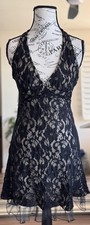 Vintage Y2K Ruby Rox Black Lace Halter Top Dress Whimsy Fairy Goth Size S