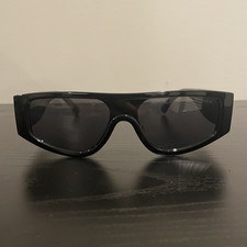 Chanel 6057 Shield Women s Black Rectangle Sunglasses Gray Tinted Plastic Lens