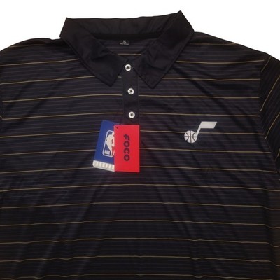 Utah Jazz Basketball NBA Mens XL Black Striped  Polo Shirt Golf FOCO NWT
