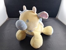 Vtg EDEN Yellow Blue Baby Diary Cow Velour Plush Stuffed Animal 6FB