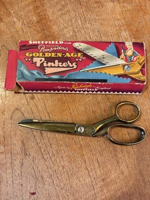 Vintage Richards Of Sheffield Golden Age Pinkers Pinking Shears / Scissors VERPACKT