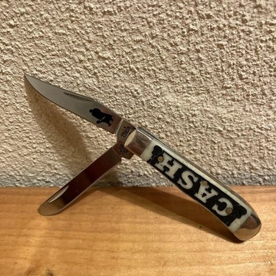 CASE Johnny Cash Limited Edition Trapper Folding Knife Double Blade White Handle