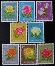 TIMBRES d' ALBANIE - FLEURS N°977/984 oblitéré CACHET à DATE