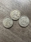 Ben Franklin Half Dollars 1952D, 1954, 1962D Lot of 3