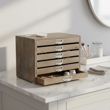 Multi-Drawer Storage Box Vintage Rustic Wooden Organizer Easy to Organize