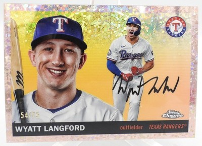 2025 Topps Chrome Platinum Wyatt Langford 54/75 Rose Gold Diamond Texas Rangers