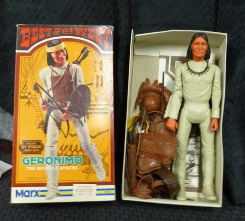 Vintage Marx Johnny West  Geronimo Action Figure Doll W Box & Accessories