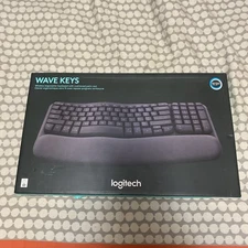 Logitech Wave Keys Wireless Ergonomic Keyboard Cushioned Palm Rest Graphite NEW