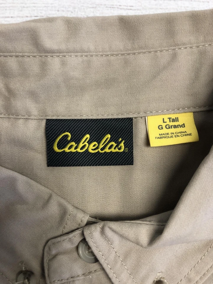 Cabelas Shirt Mens Large Tall Tan Short Sleeve Button Front Outdoor Hiking - Image 2 of 4