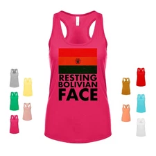Resting Bolivian Face flag patriotism culture heritage pride Women's Tank